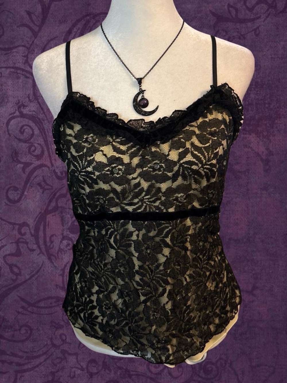 Black Lace Camisole Top - Classic Feminine Tank